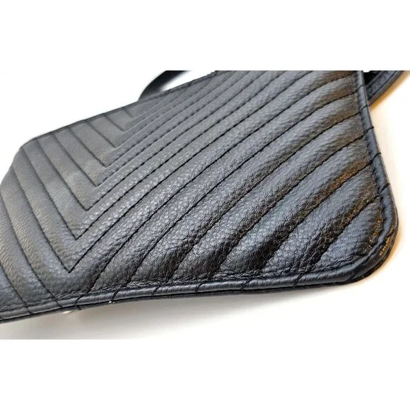 Beren Black Quilted Leather Crossbody Purse Clutch – Small Organizer Bag - Picture 4 of 9